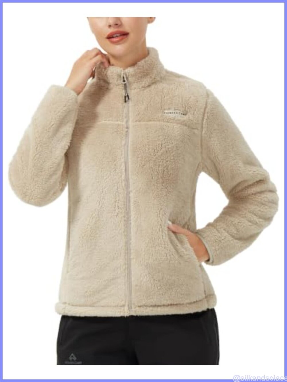 Women's Fuzzy Fleece Jacket Lightweight Full Zip Up Warm Soft Fleece Coat